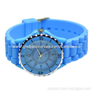 Laipute Blue Classic Women Gifts Stylish Fashion Lady Brand Quartz Round Silicone Watch